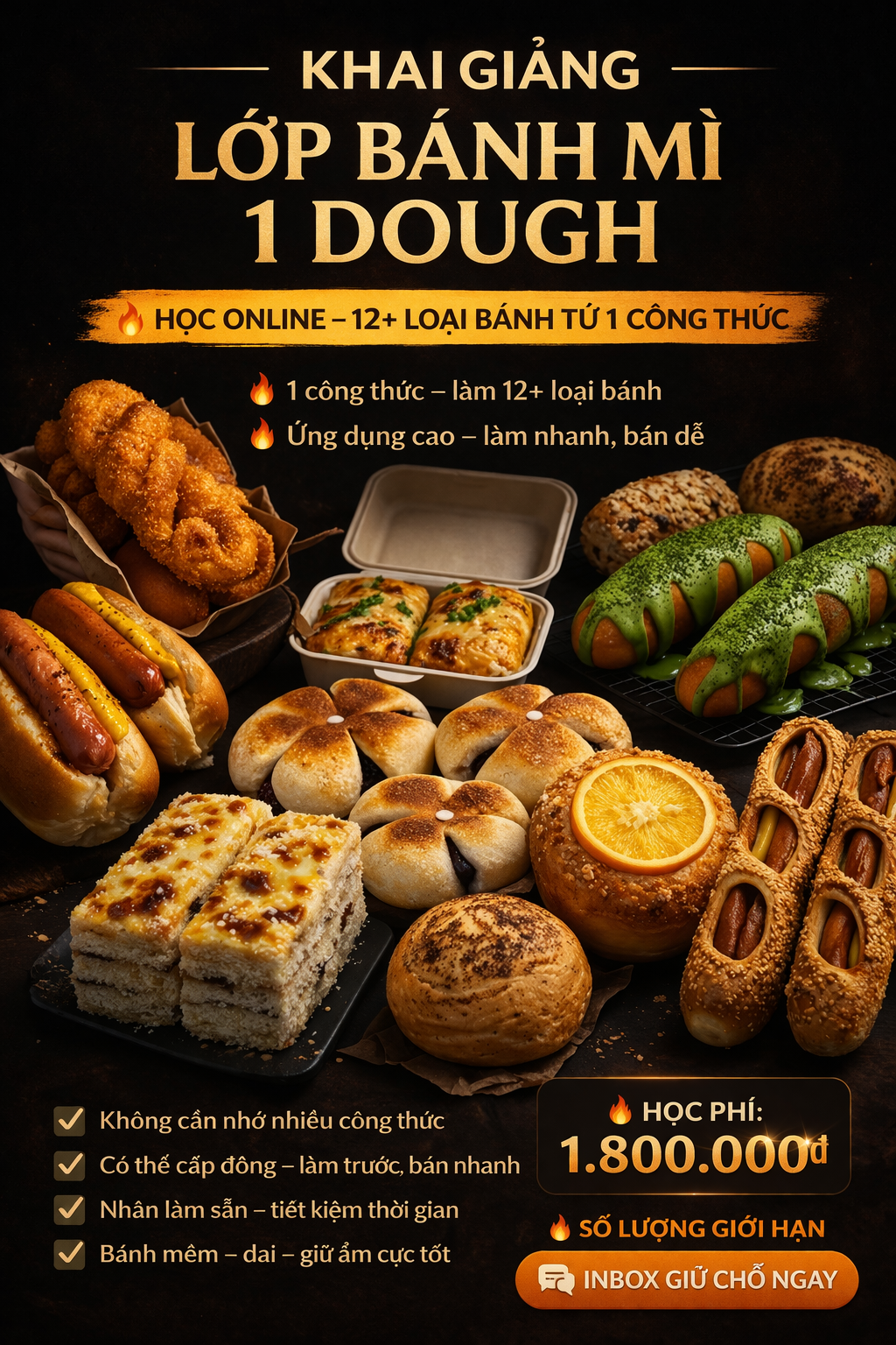 KHÓA HỌC BÁNH MÌ 1 DOUGH – 12+
